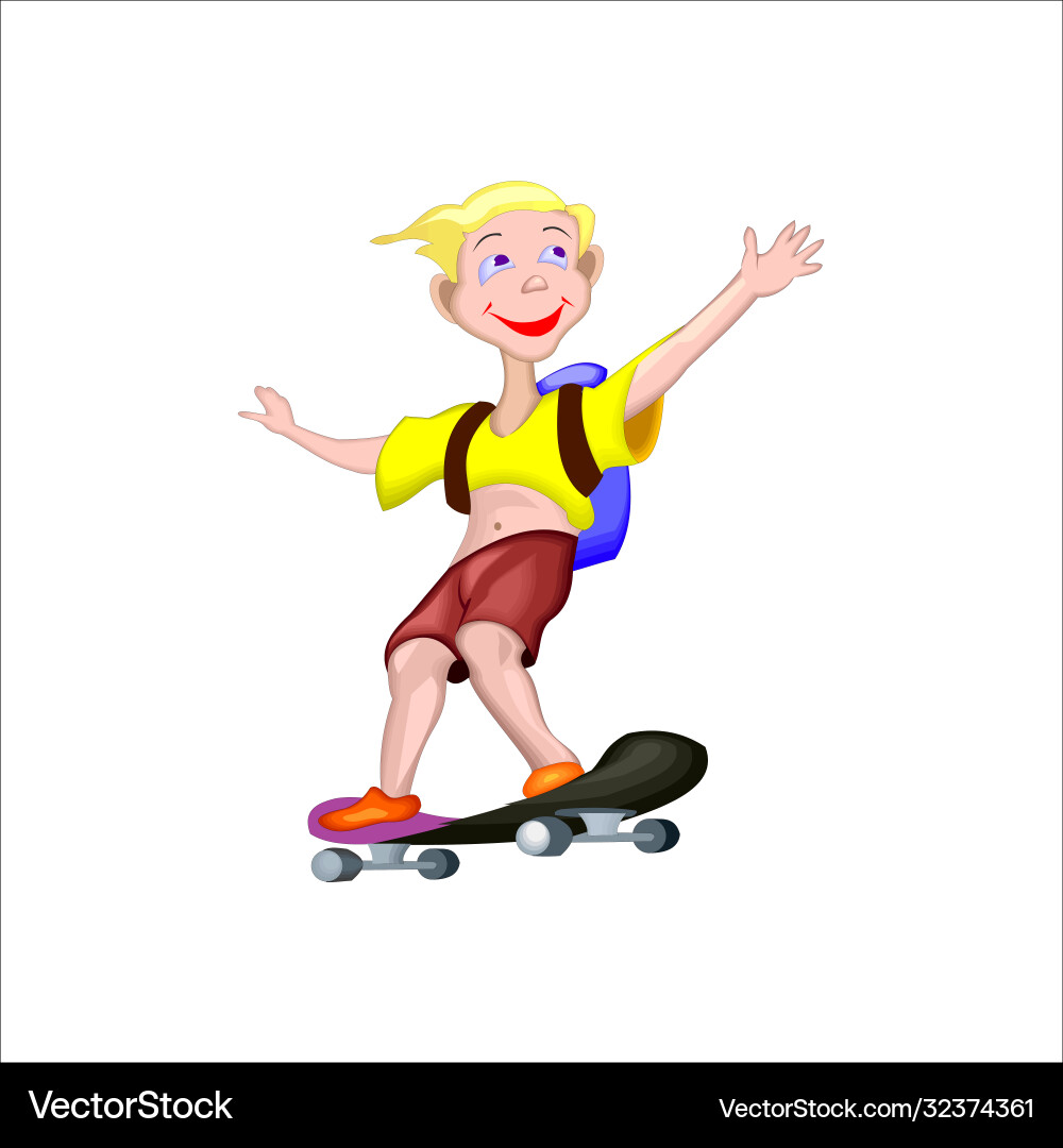 Happy Student gehen zur Schule mit Skateboard Happy Student gehen zur Schule mit Skateboard vektorbild