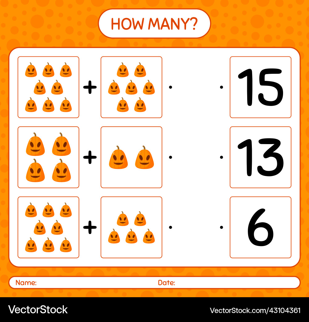 How many counting game with jack o lantern How many counting game with jack o lantern vector image
