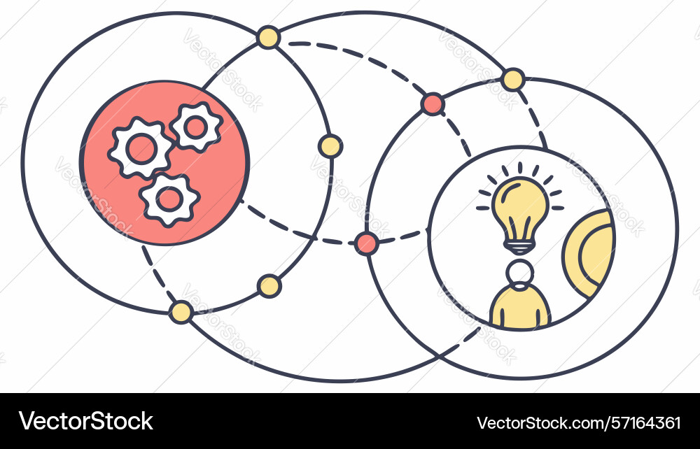 Innovative problem-solving network with gears vector image