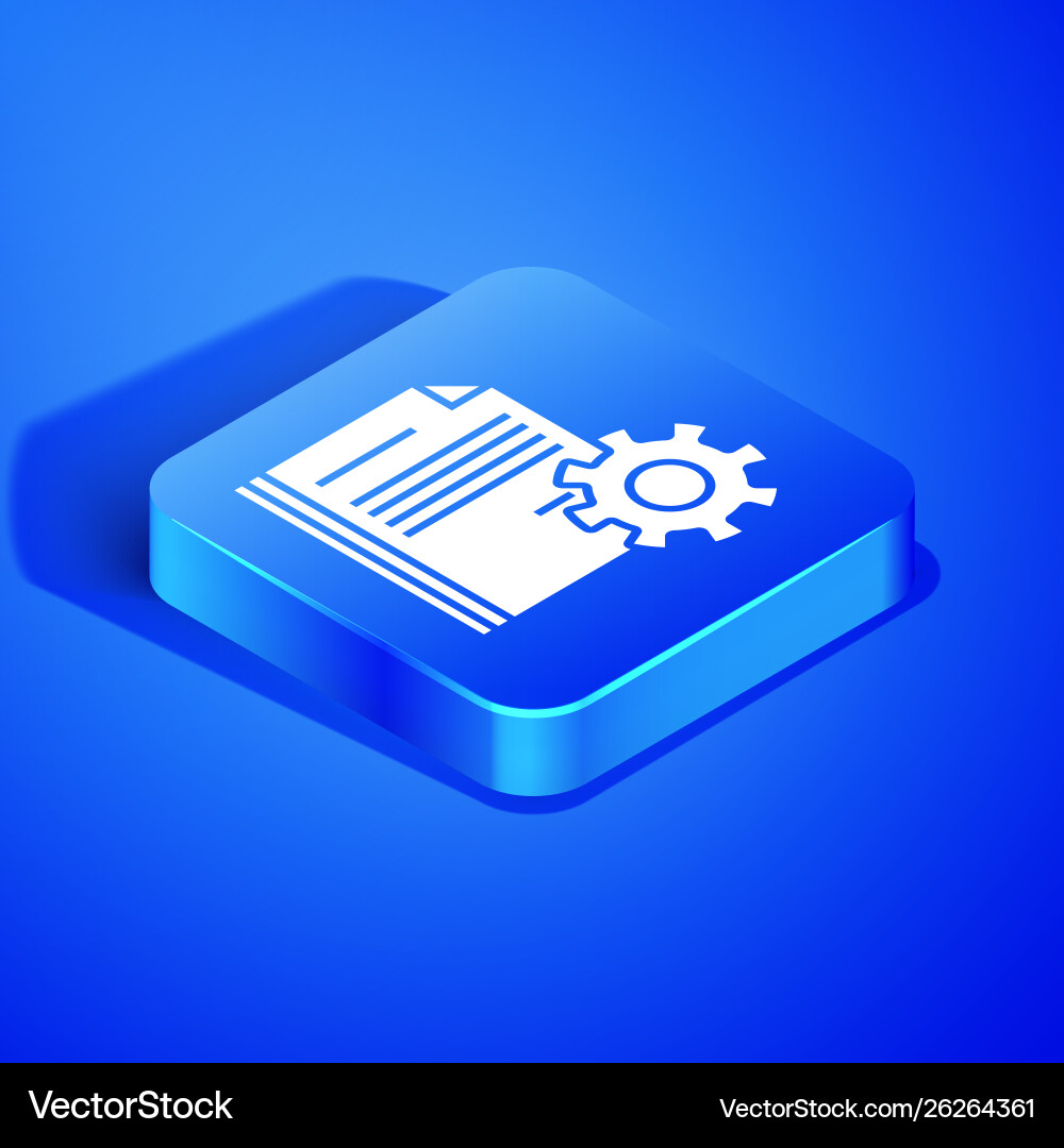 Isometric document settings with gears icon Isometric document settings with gears icon vector image