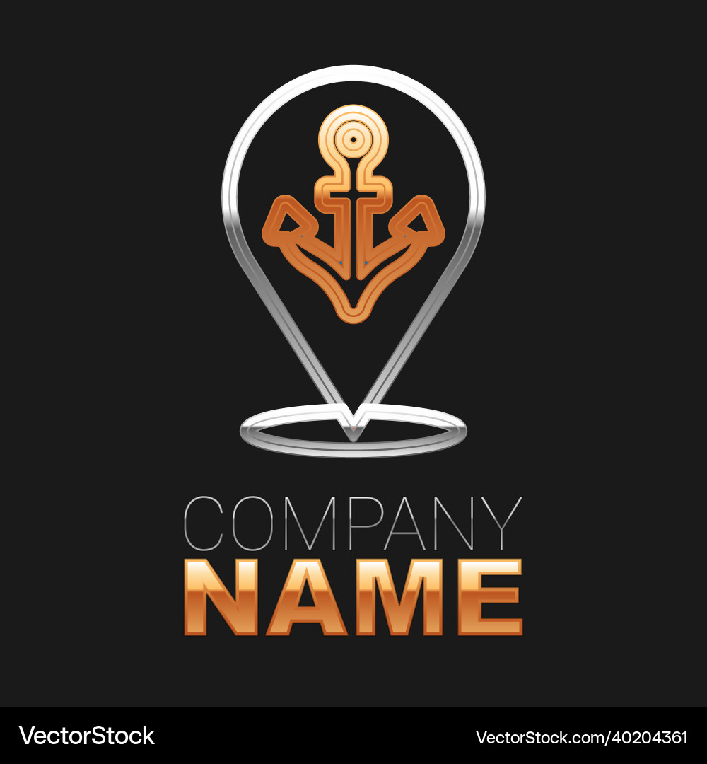 Line map pointer with anchor icon isolated Line map pointer with anchor icon isolated vector image