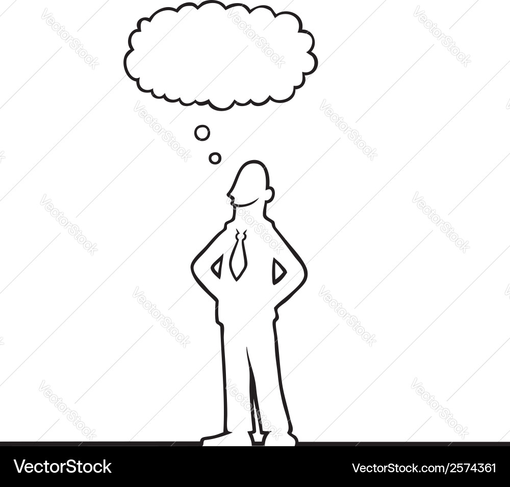 Man Contemplating Idea Vector Image
