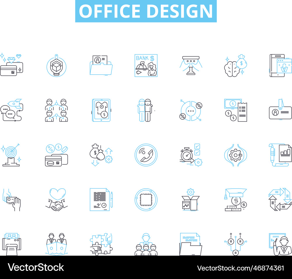 Office design linear icons set productivity Office design linear icons set productivity vector image