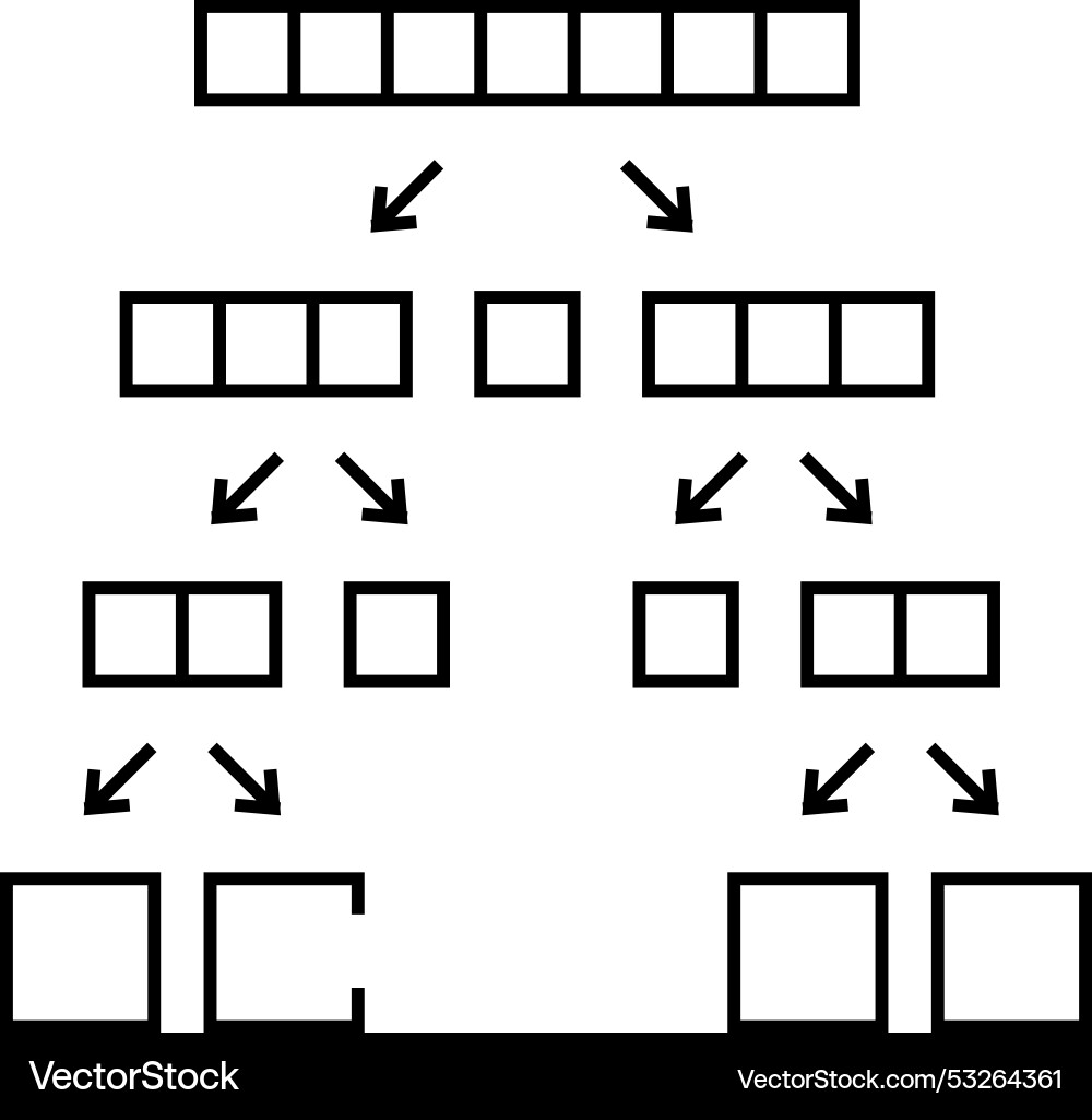 Quicksort algorithm line icon vector image