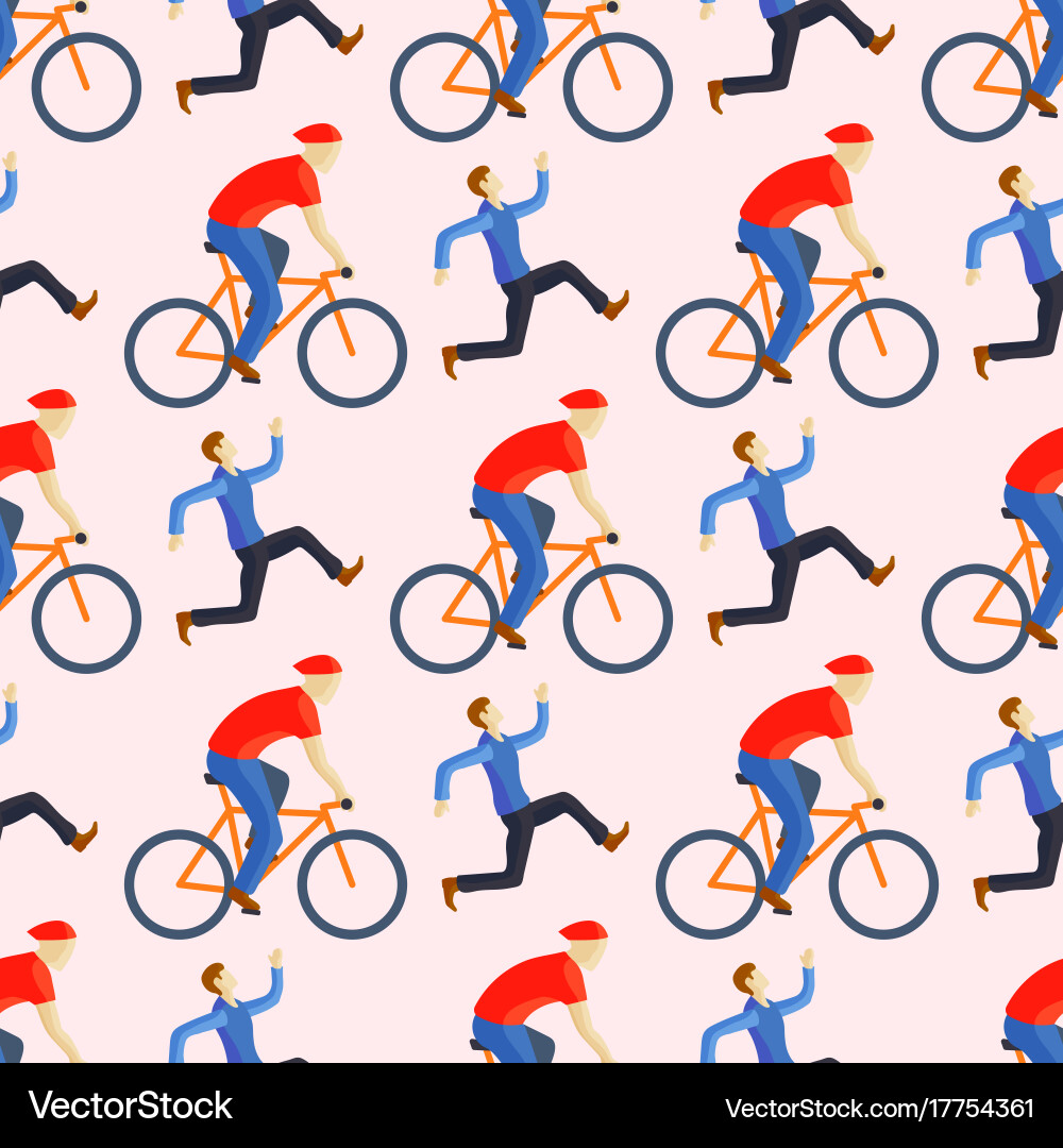Racing cyclist in action seamless pattern Vector Image