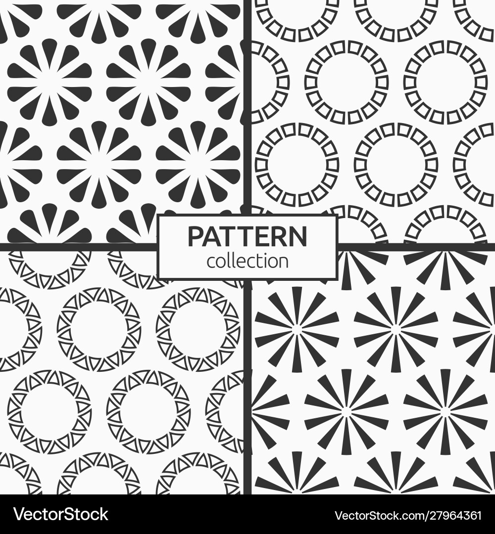 Set four seamless patterns repeating round Set four seamless patterns repeating round vector image