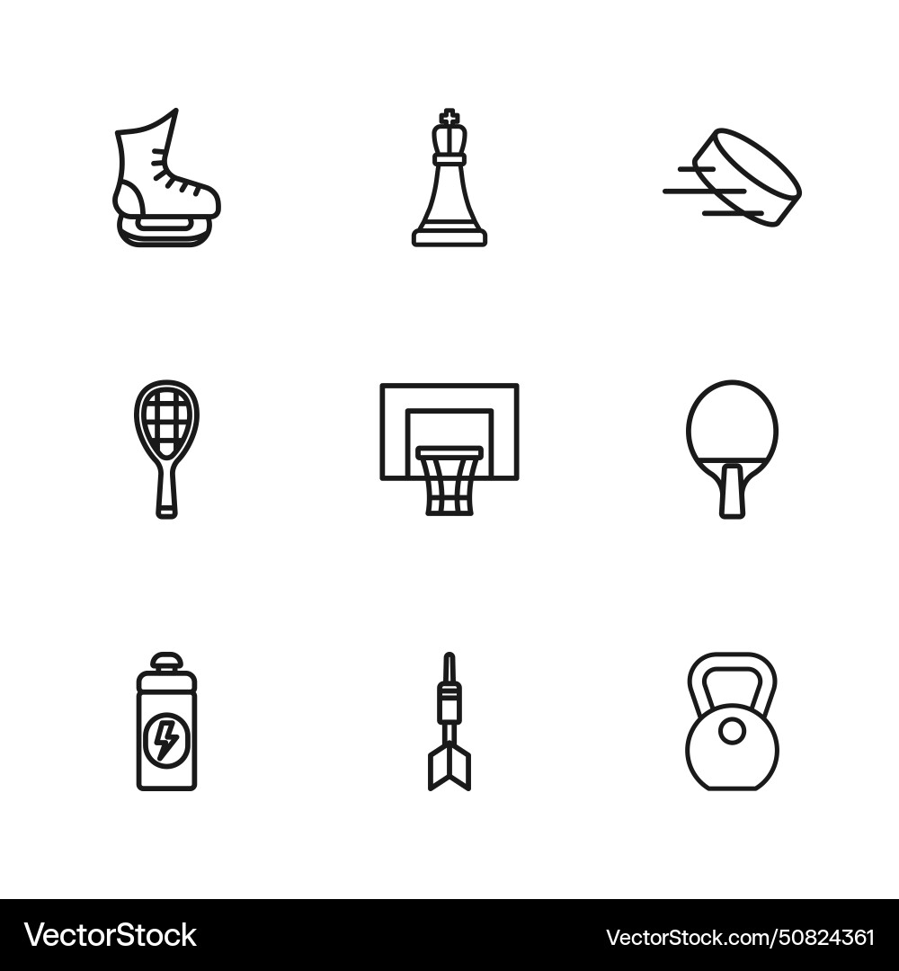 Set line dart arrow racket weight basketball Vector Image