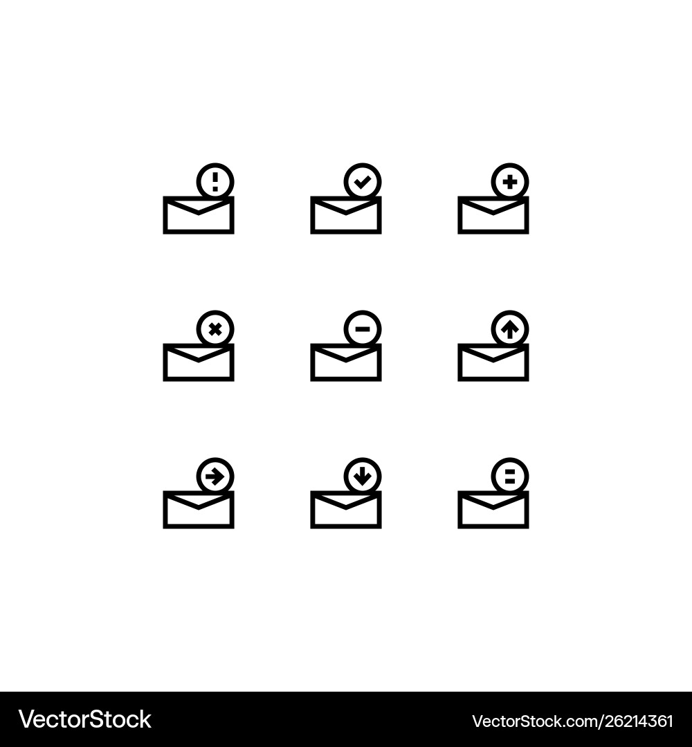 Set mail envelope message file icon Vector Image