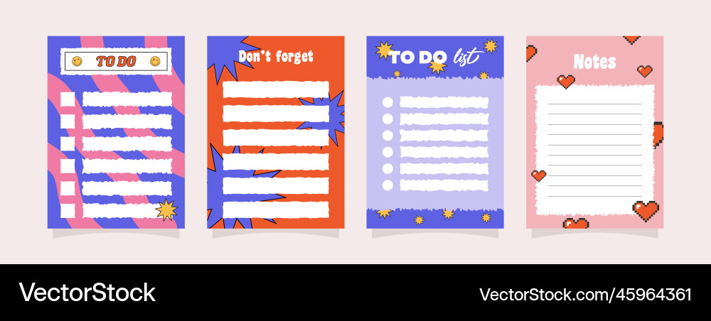 Set of to do lists and note papers Vector Image