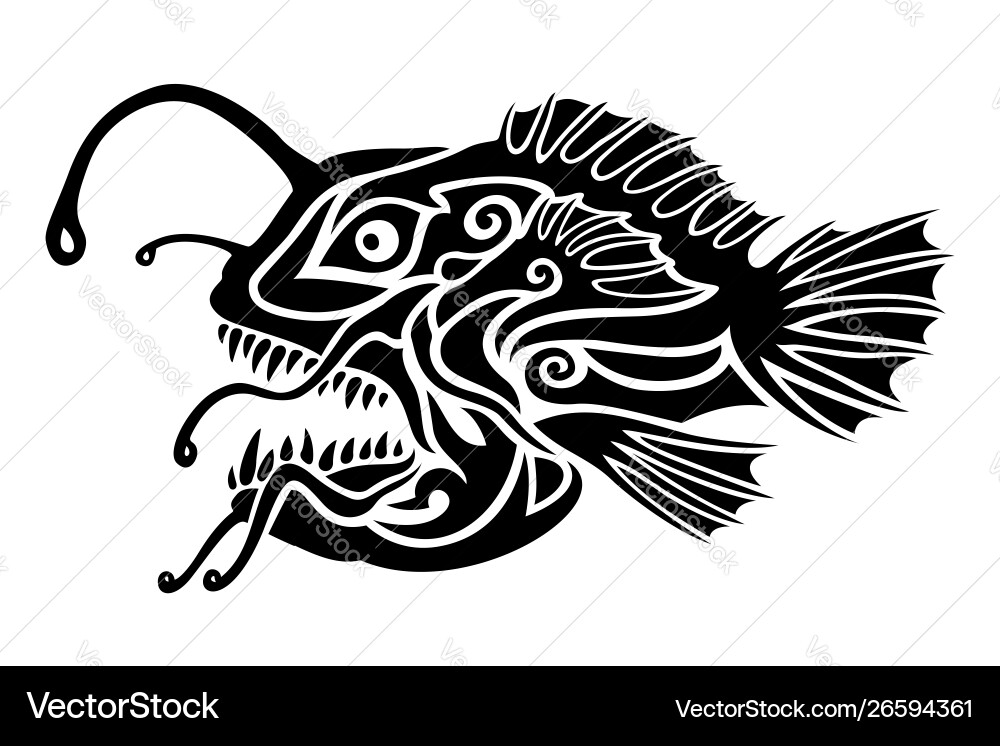 Stylized Black Monkfish Artwork vector image