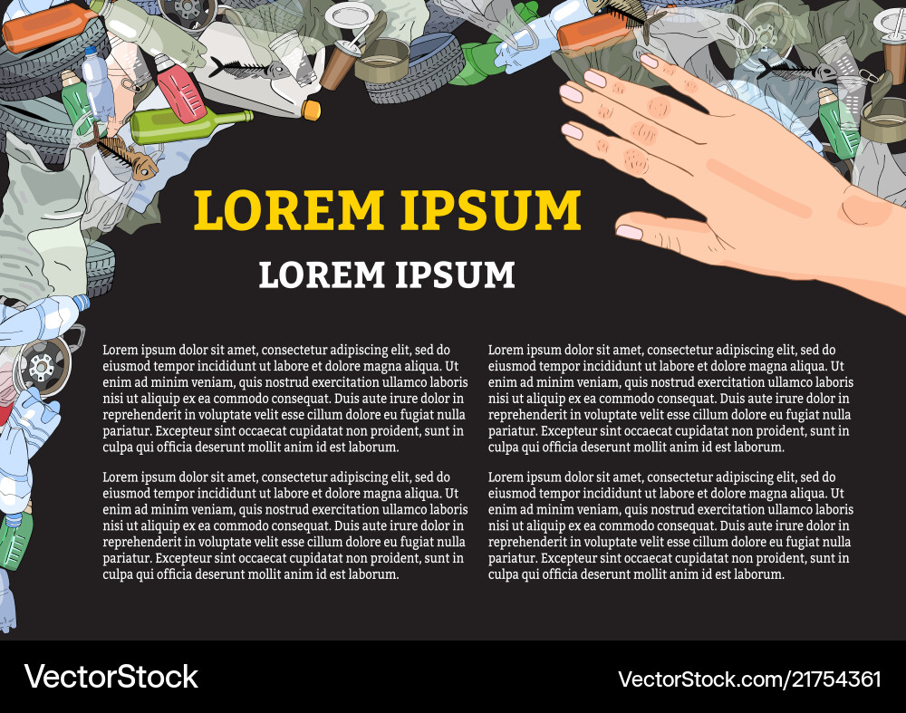 Template with bag and different kinds of garbage Template with bag and different kinds of garbage vector image
