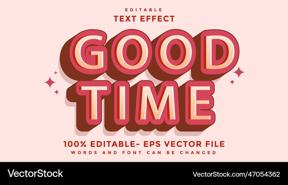 3D Minimal Good Time Text Effect vector image