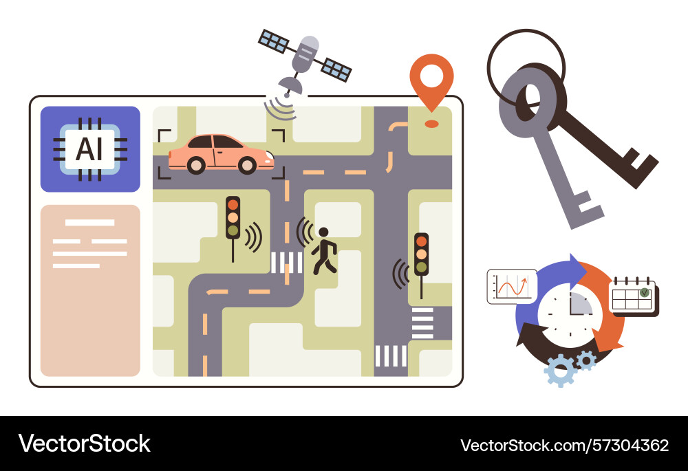 Ai-driven smart traffic system for navigation Ai-driven smart traffic system for navigation vector image