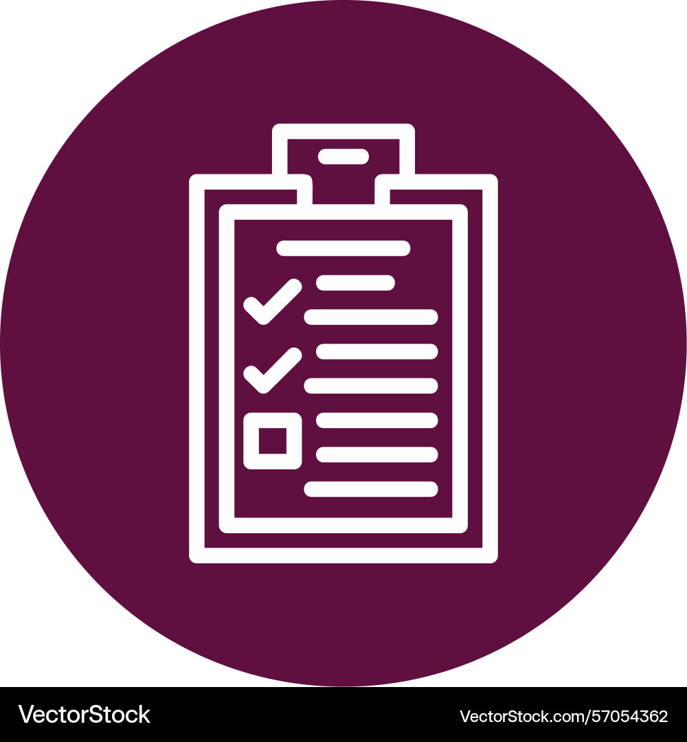 Checkmark on a to-do list line circle style icon vector image