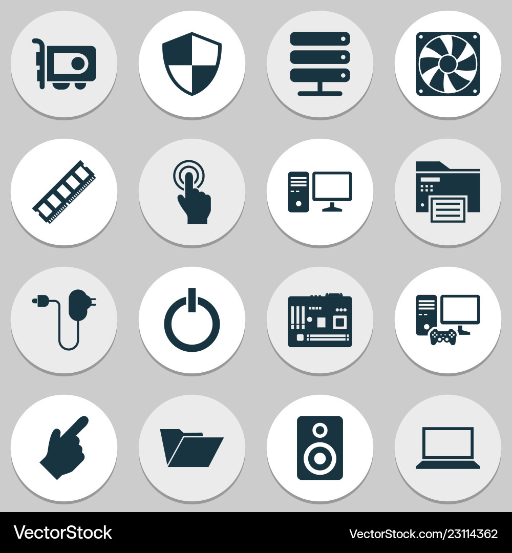 Computer icons set with printing machine server Computer icons set with printing machine server vector image