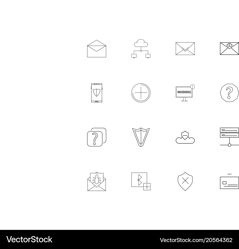 Cyber security simple linear icons set outlined vector image