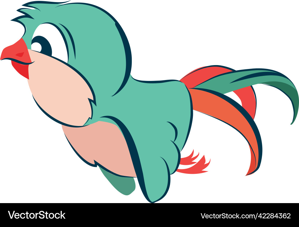 Green feathered animal comic bird mascot flying Vector Image