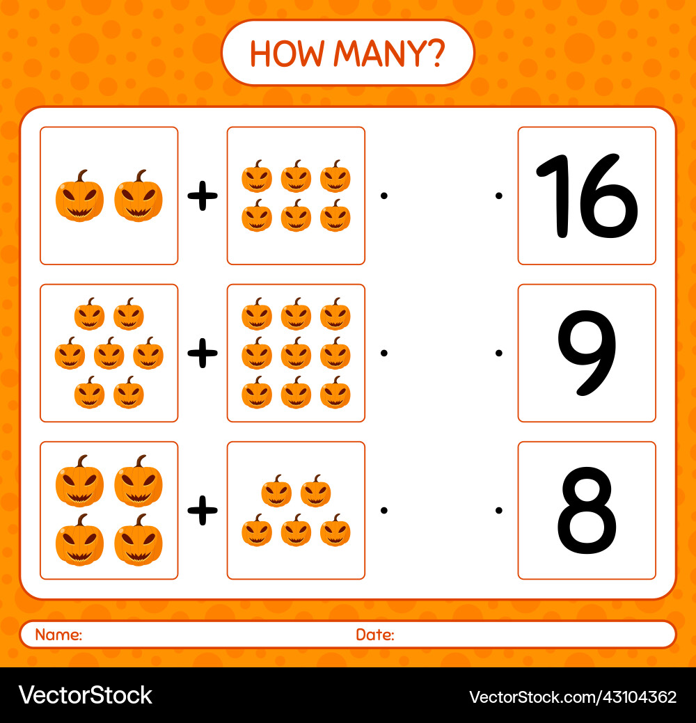 How many counting game with jack o lantern How many counting game with jack o lantern vector image