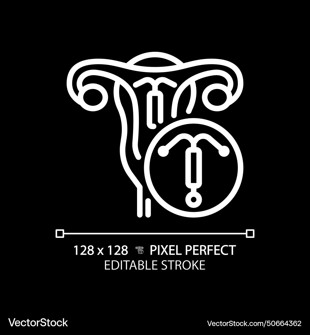 Intrauterine Device White Linear Icon For Dark Vector Image
