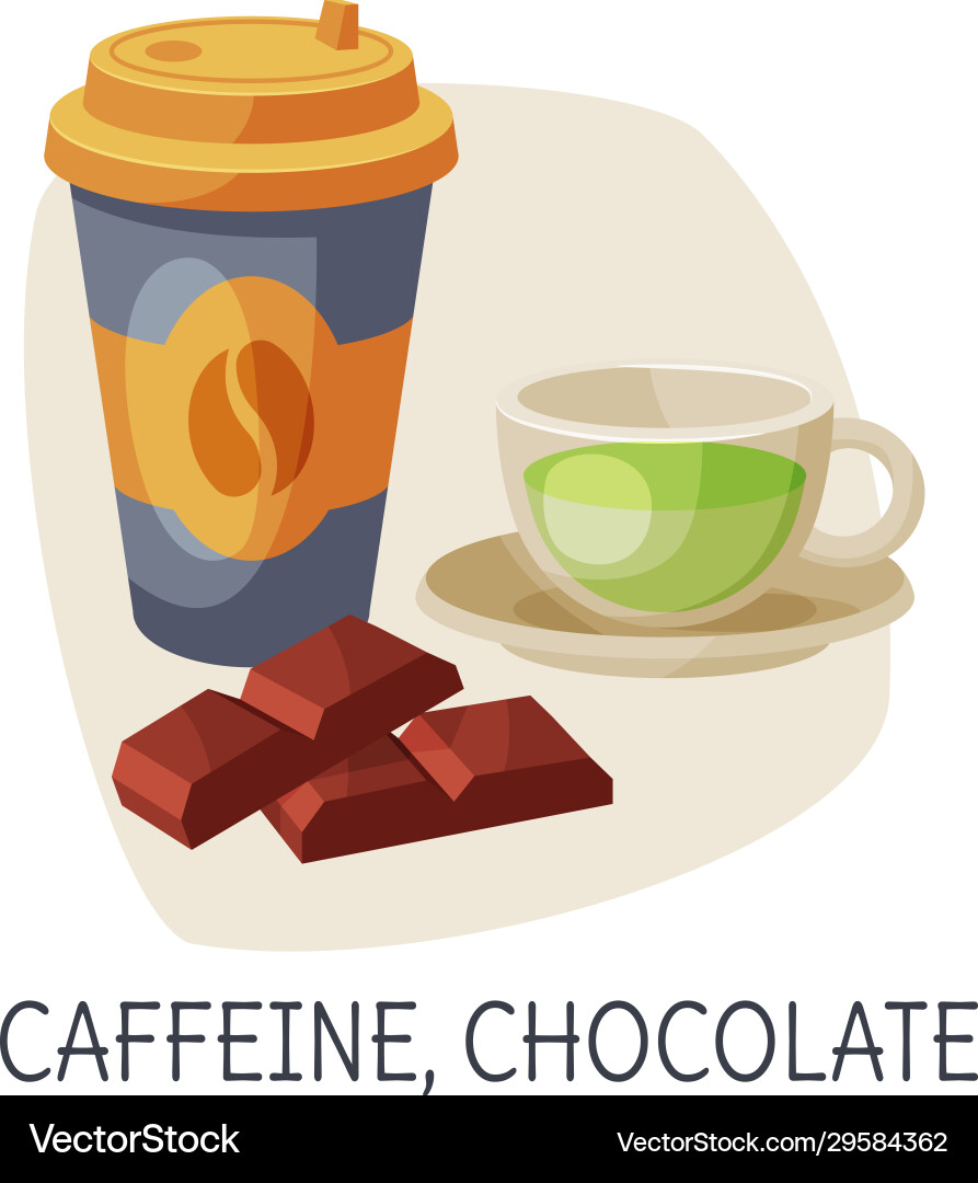 Koffein & Schokolade für Gehirngesundheit Vektorbild