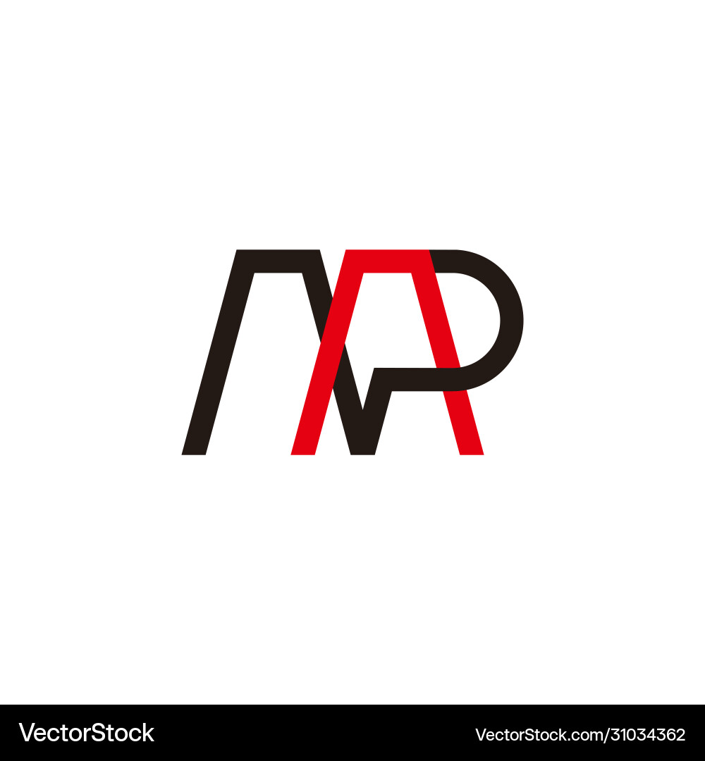 Letter mp simple linked line colorful logo vector image