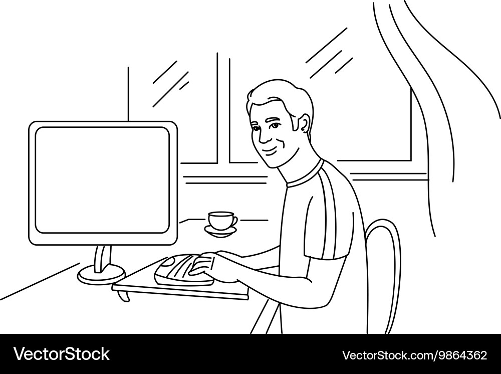 Man at the computer Vector Image