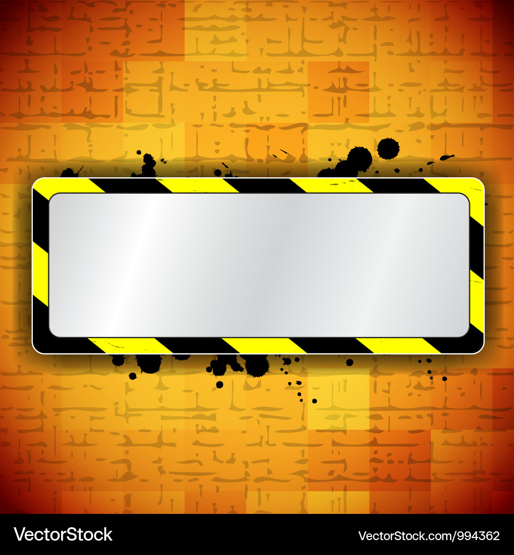 Orange background with frame and warning stripe Vector Image