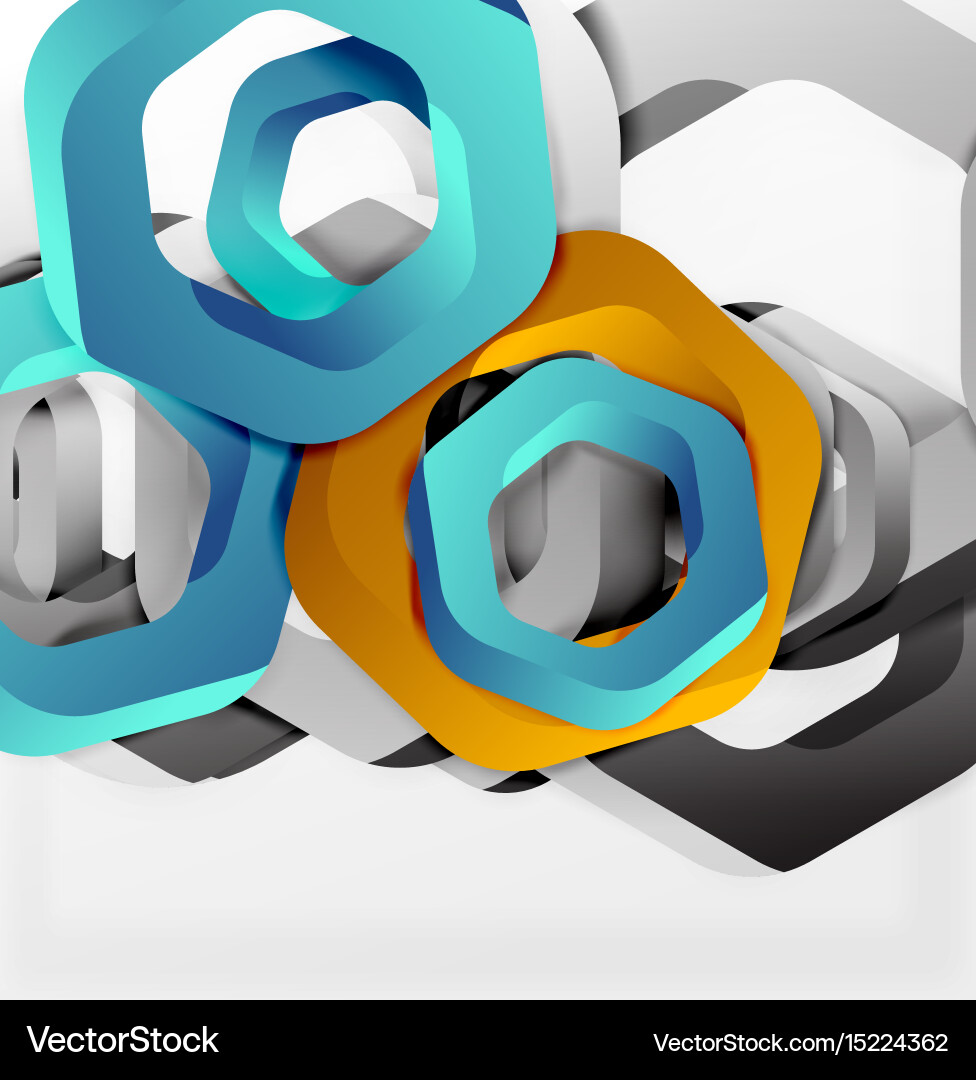Overlapping hexagons design background vector image
