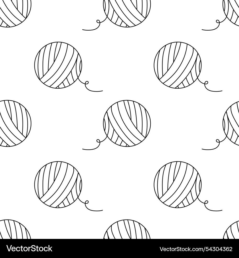 Seamless pattern with ball of threads line art Vector Image