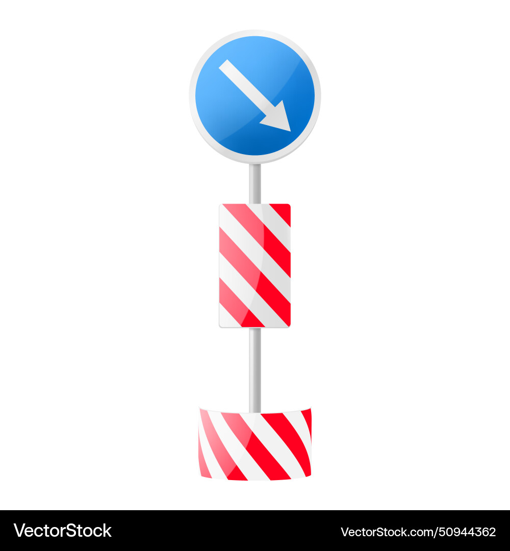 Striped road sign with arrow barriers vector image