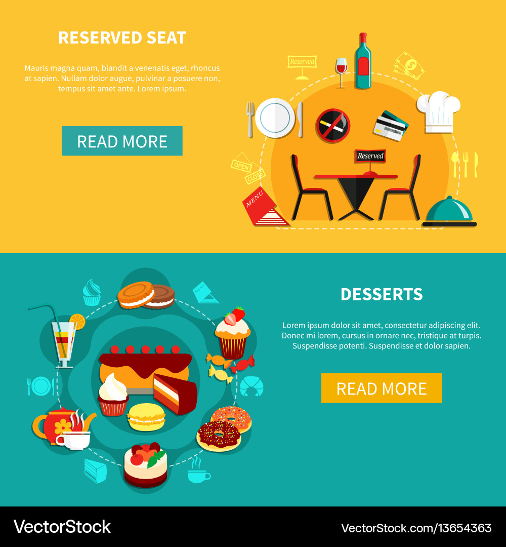 Cafe horizontal banners set Cafe horizontal banners set vector image