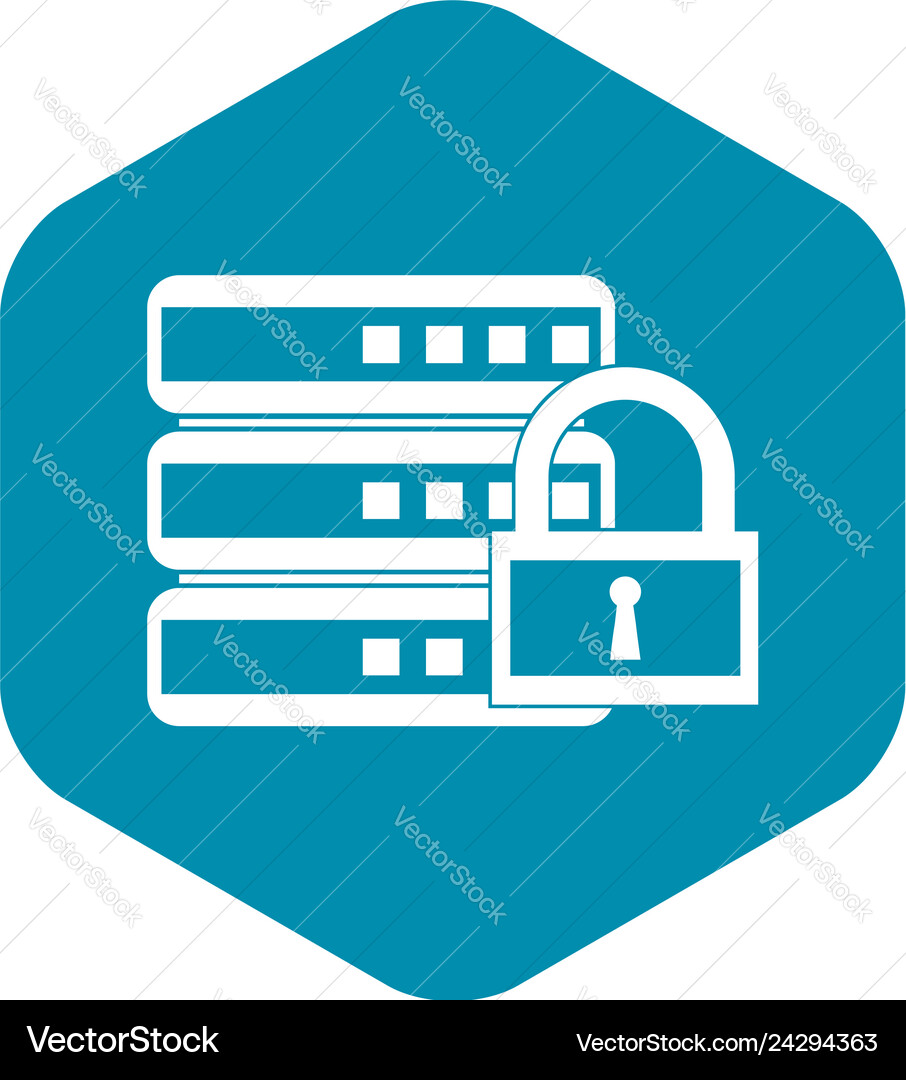 Database with padlock icon simple style Database with padlock icon simple style vector image