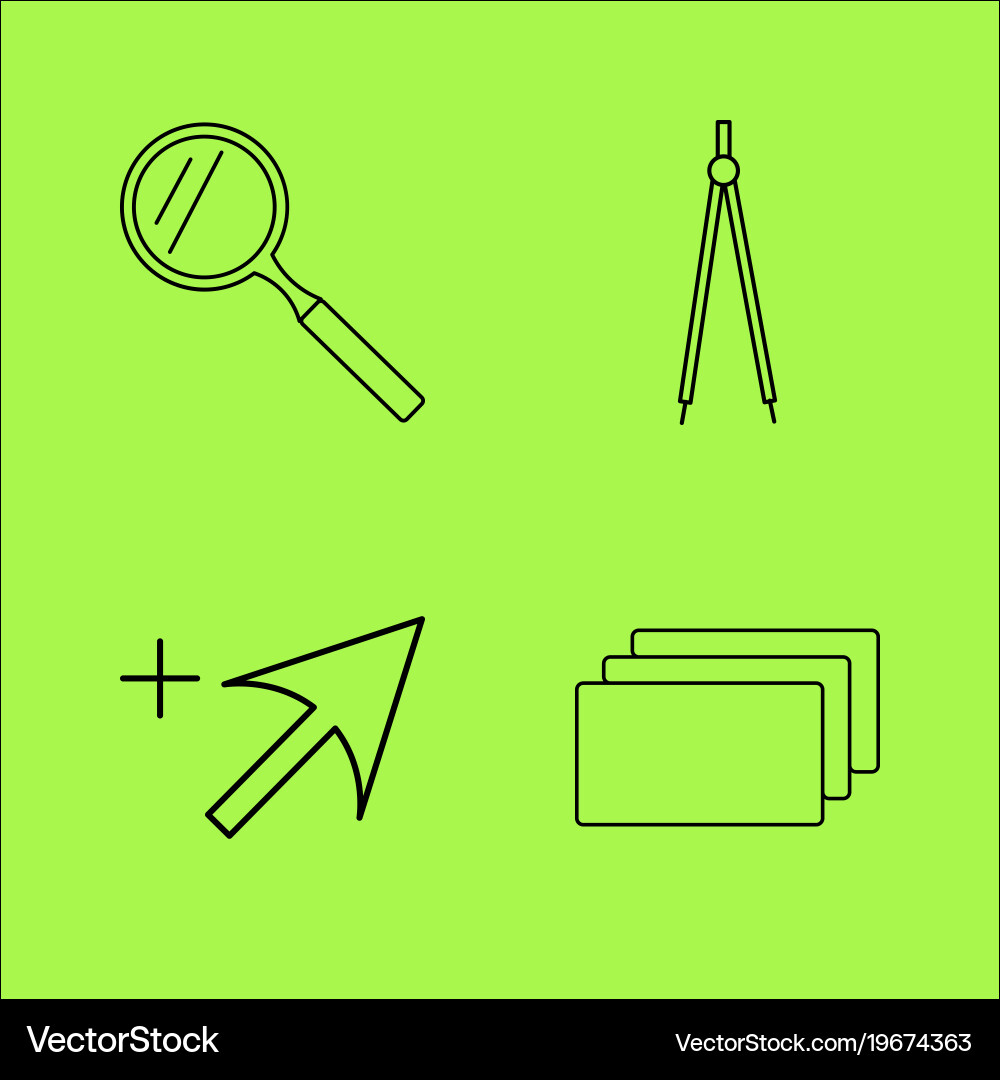 Design elements simple linear outline icon set vector image