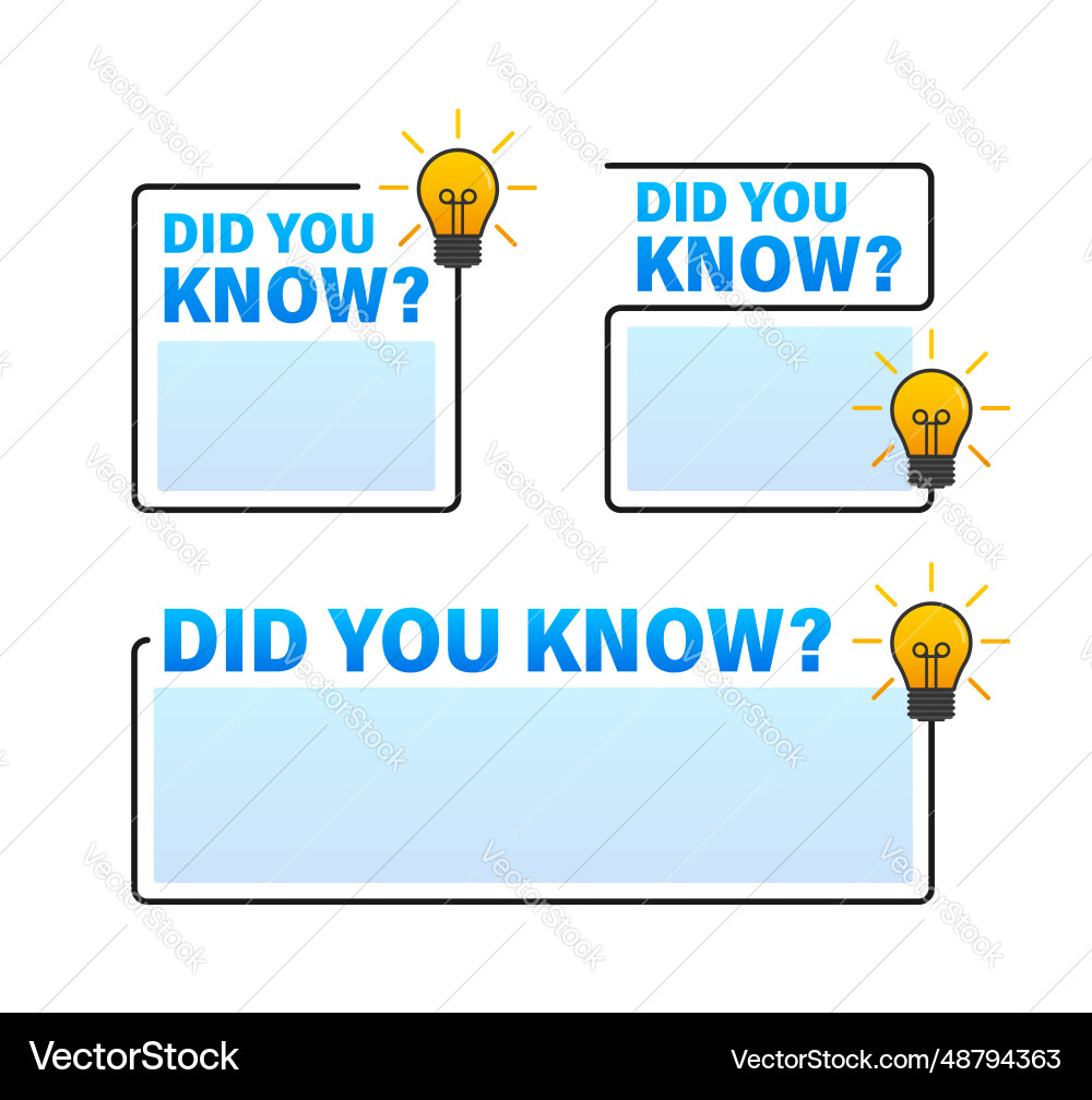 Did you know web banner with frame and bulb label Vector Image