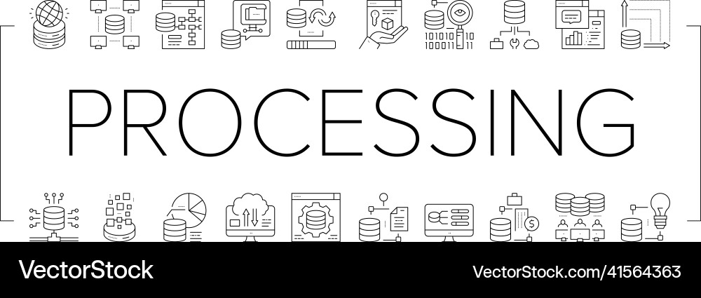 Digital processing collection icons set Digital processing collection icons set vector image