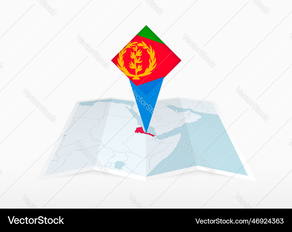 Eritrea is depicted on a folded paper map Eritrea is depicted on a folded paper map vector image