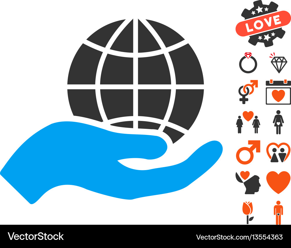 Globales Pflegesymbol mit Valentinsbonus Globales Pflegesymbol mit Valentinsbonus vektorbild