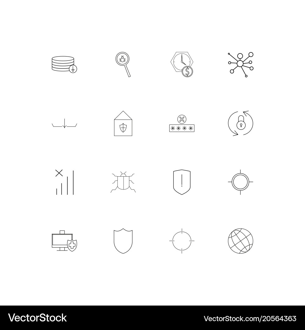 Internet security simple linear icons set vector image