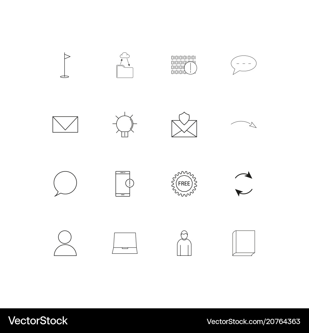 Internet technologies linear thin icons set Vector Image
