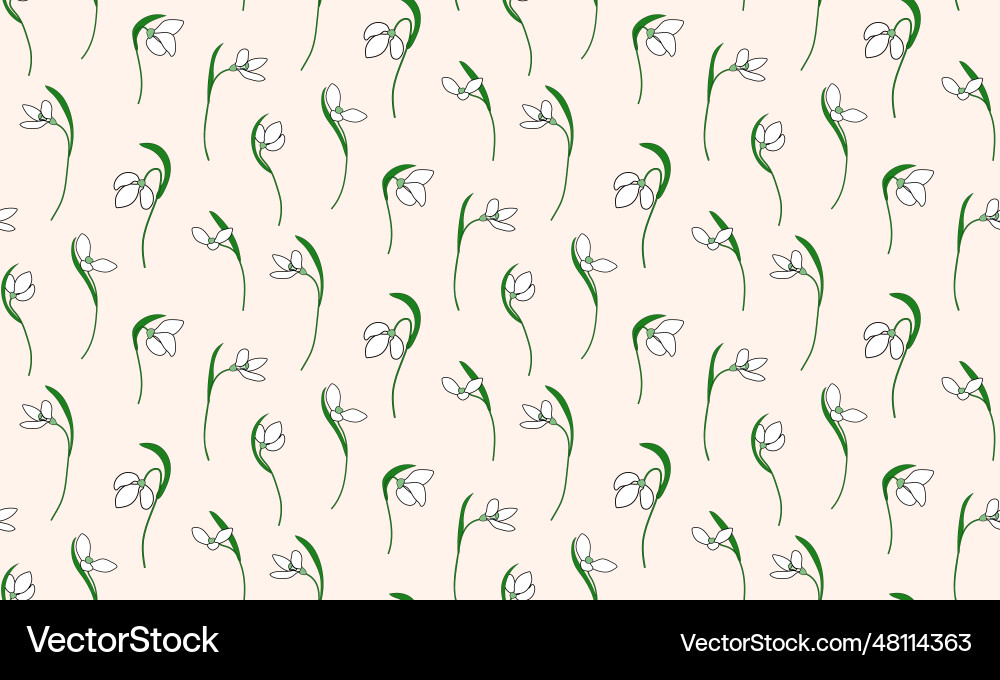 Seamless pattern snowdrops first spring vector image