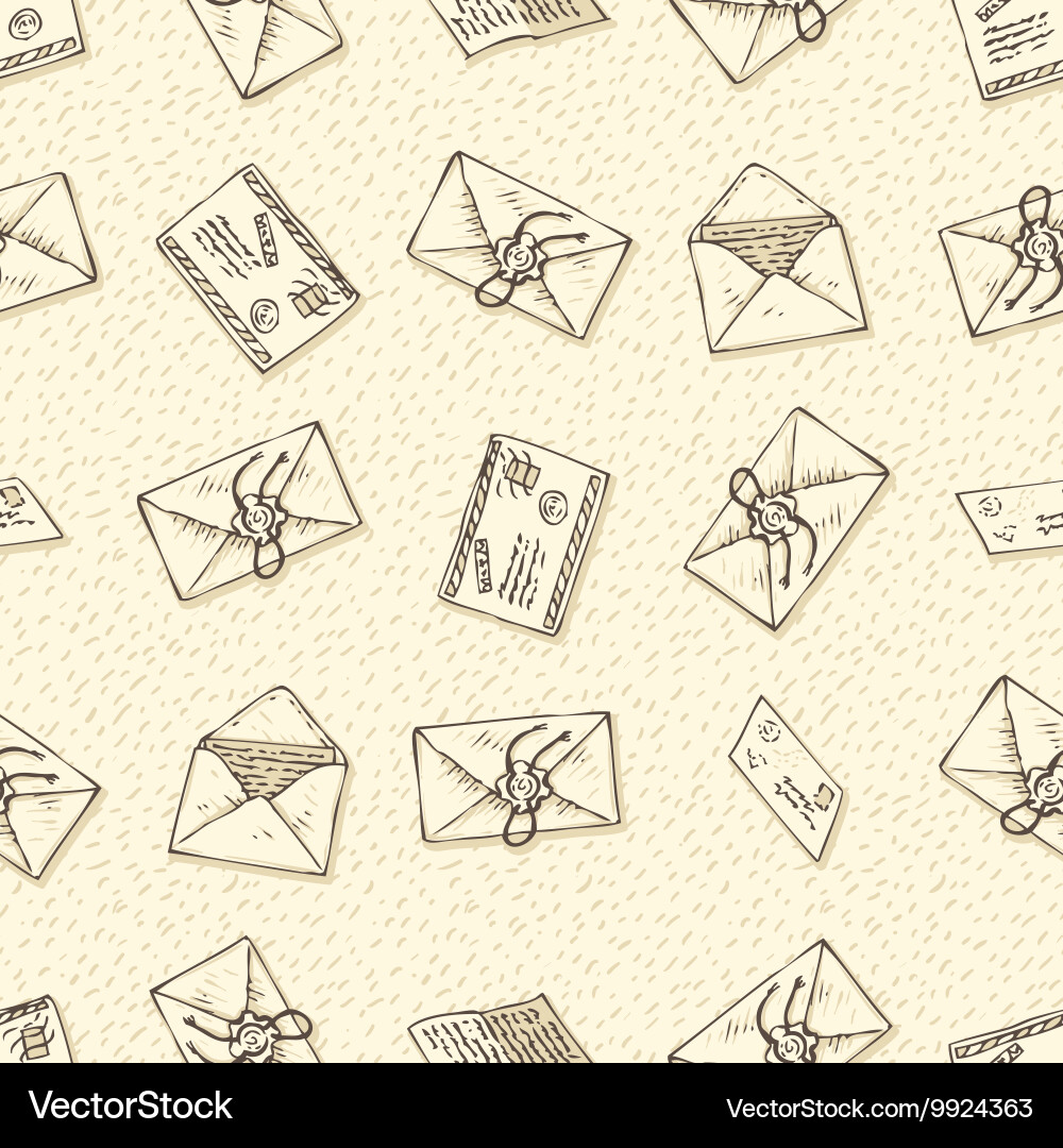 Seamless pattern with envelopes and letters Vector Image