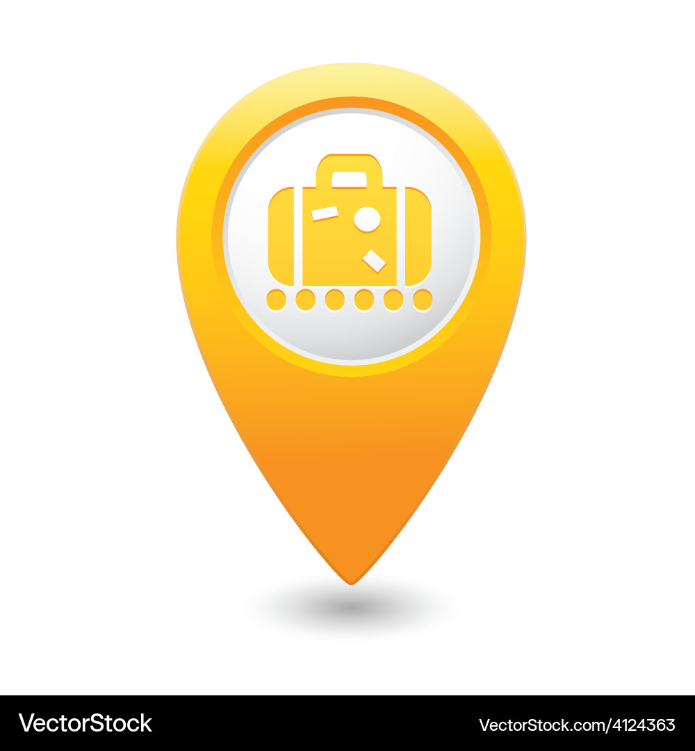 Suitecase map pointer yellow vector image