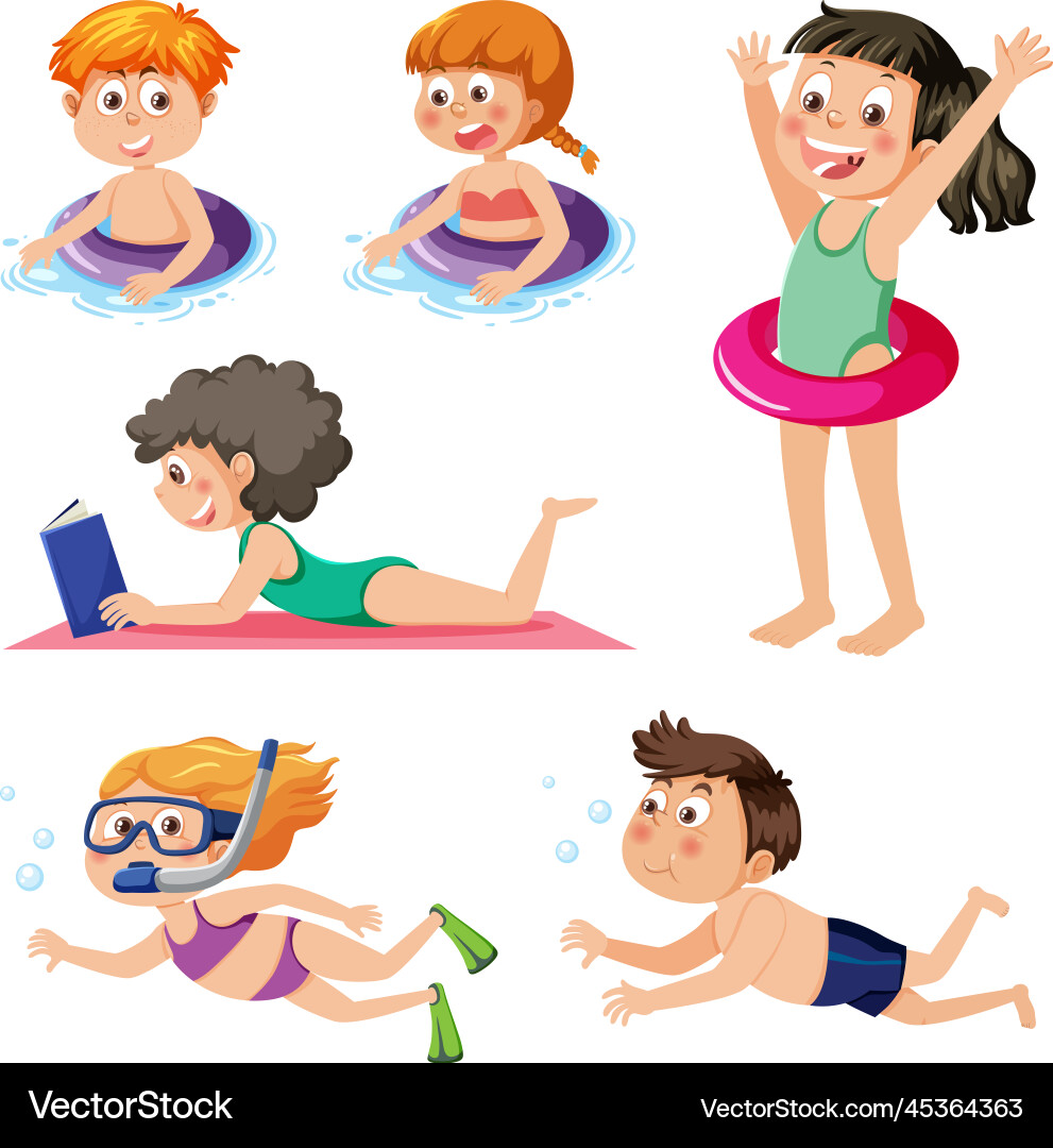 Summer kids characters set Vector Image