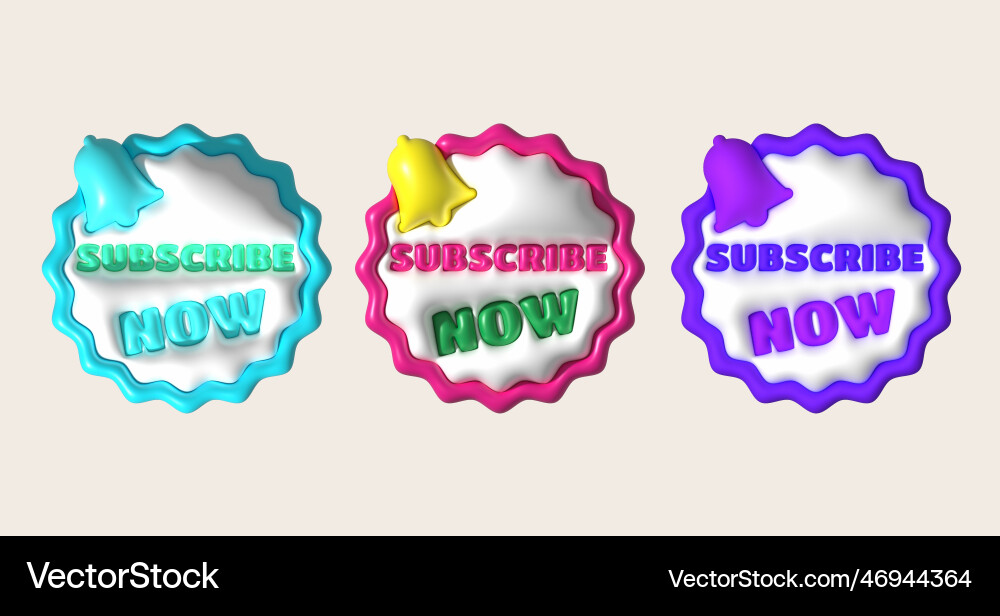 3d subscribe icon button element 3d subscribe icon button element vector image