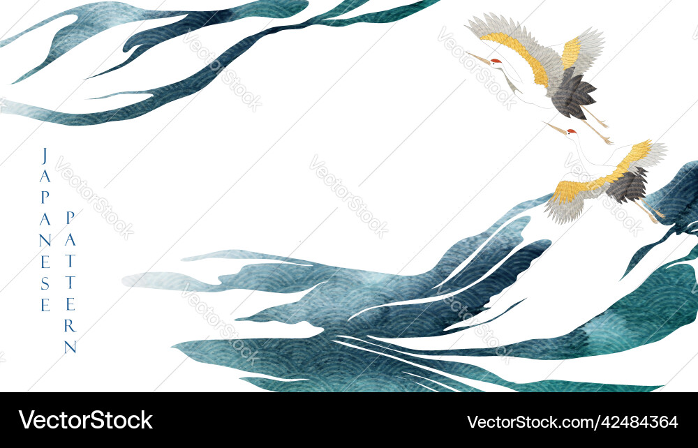 Blue brush stroke texture with japanese ocean Vector Image