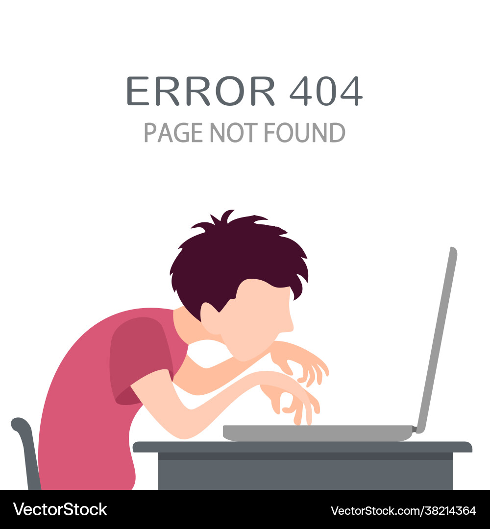 Boy at computer and error 404 Boy at computer and error 404 vector image