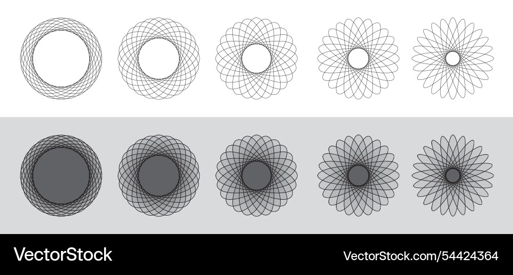 Editable stroke fractal circles pattern collection Editable stroke fractal circles pattern collection vector image