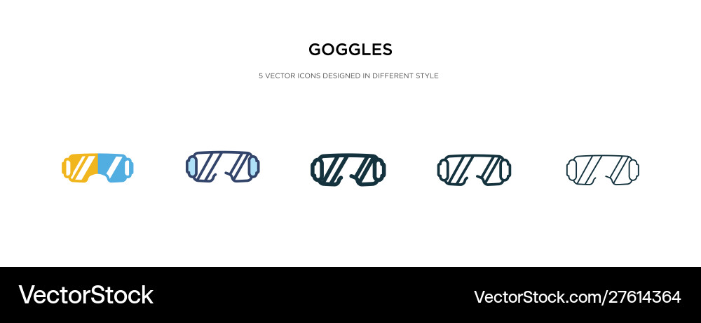 Goggles icon in different style two colored Goggles icon in different style two colored vector image