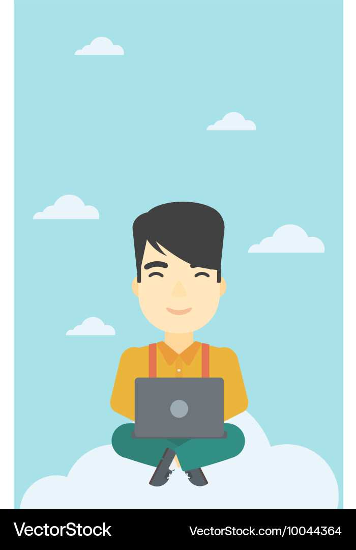 Mann mit Cloud-Computing-Technologie vektorbild