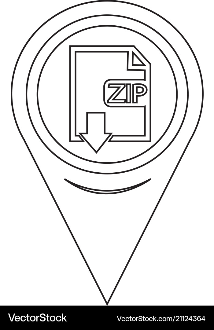Map pin pointer file type zip icon vector image